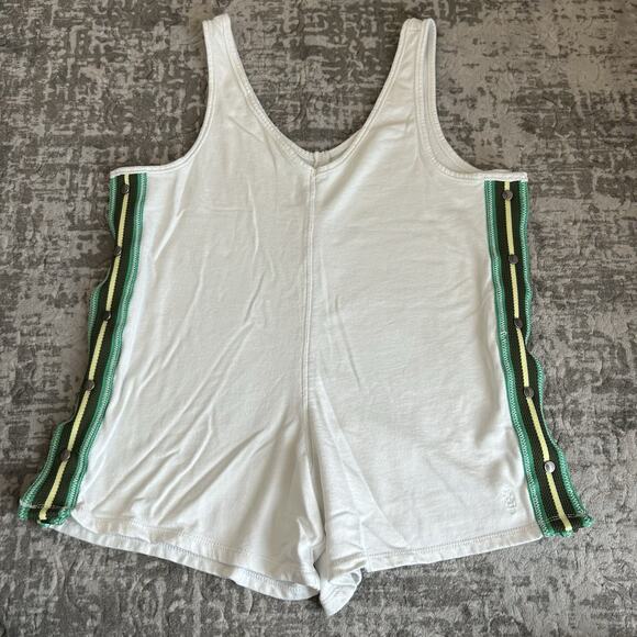 Free People Pants - Free People Get Set Track Romper White/Green/Yellow Comfy Romper Size XS